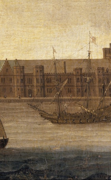 OLD GREENWICH PALACE, the earliest authentic view of the palace dated circa early 17th century at Kingston Lacy, Dorset Greenwich Palace c1600-1629