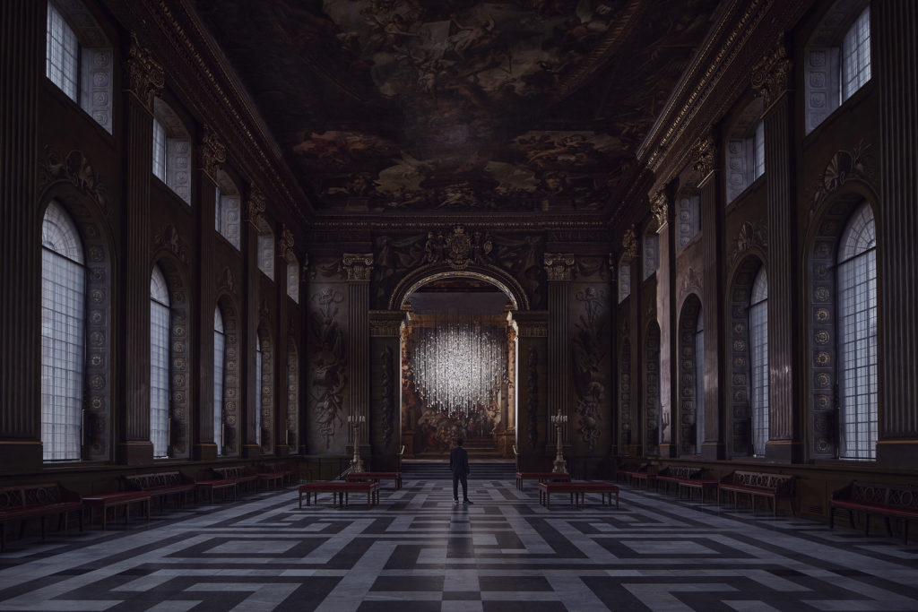 Installation 'Coalescence' hanging in the Painted Hall.